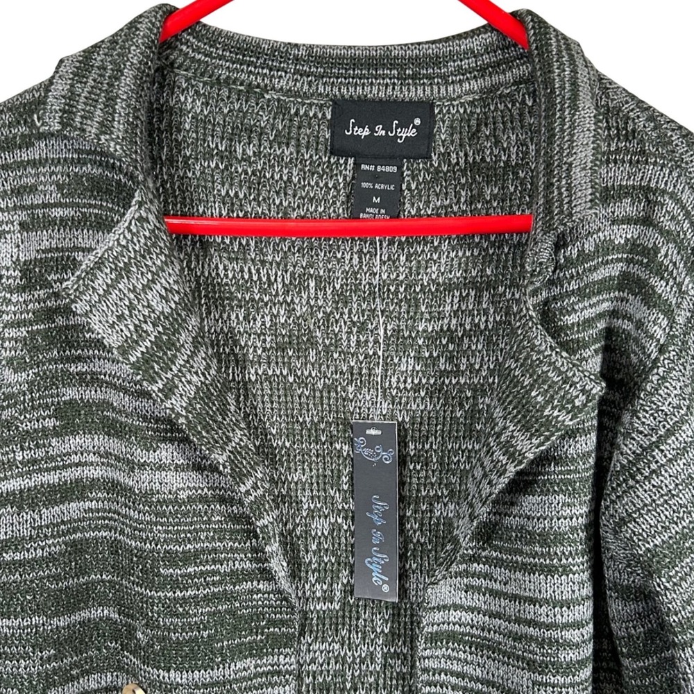 Step In Style Womens Longline Cardigan Olive Green Grey Boho Chic Size M New